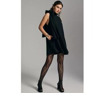 New Anthropologie Black Halo Eve Sleeveless Mock-Neck Dress $399 MEDIUM Black
